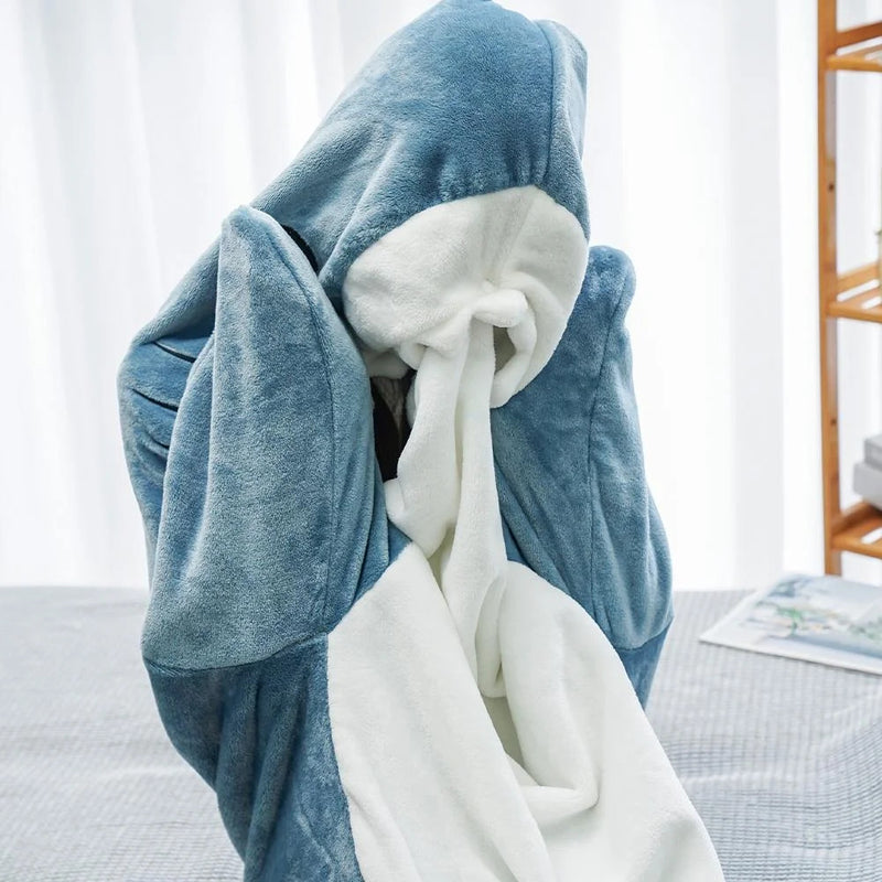 Cartoon Shark Sleeping Bag Pajamas Office Nap Shark Blanket Karakal Pajama Sets Fabric Mermaid Shawl Blanket For Christmas Gift