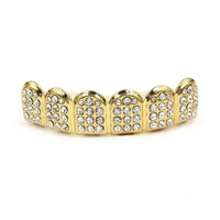 Fashion HIPHOP Tooth Braces Gold/Silver Teeth Top&Bottom with Diamonds Top & Bottom Grill Bling Jewellery for Men Women