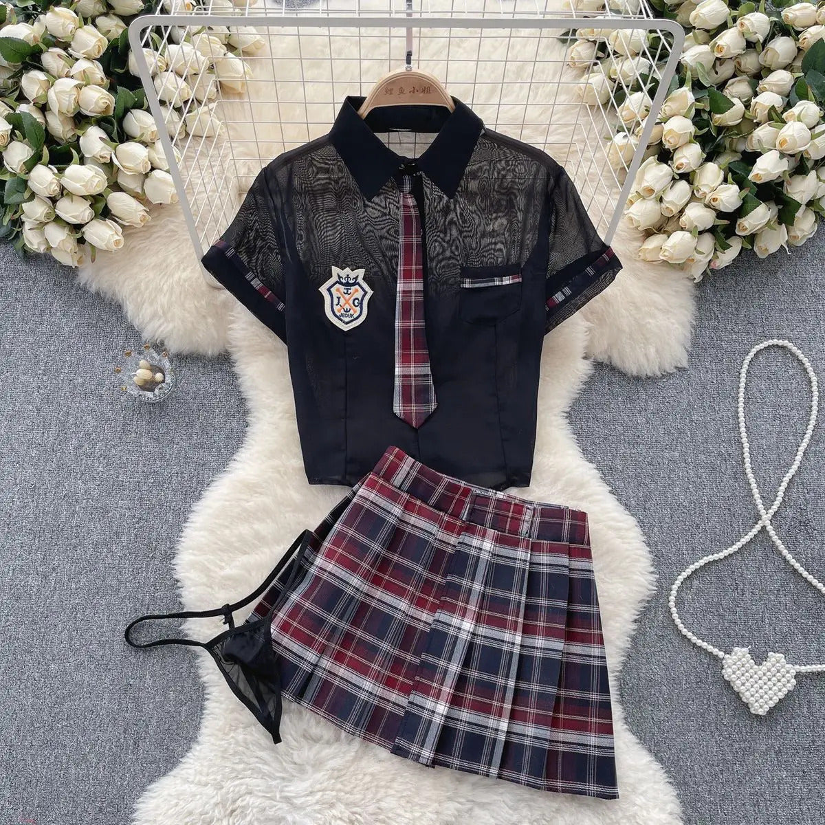 Japan Girls Vintage Cosplay Costume Sexy JK Uniform Skirt Suits Pajamas Outfits Erotic Striped Bow Tie Pleated Skirts Set