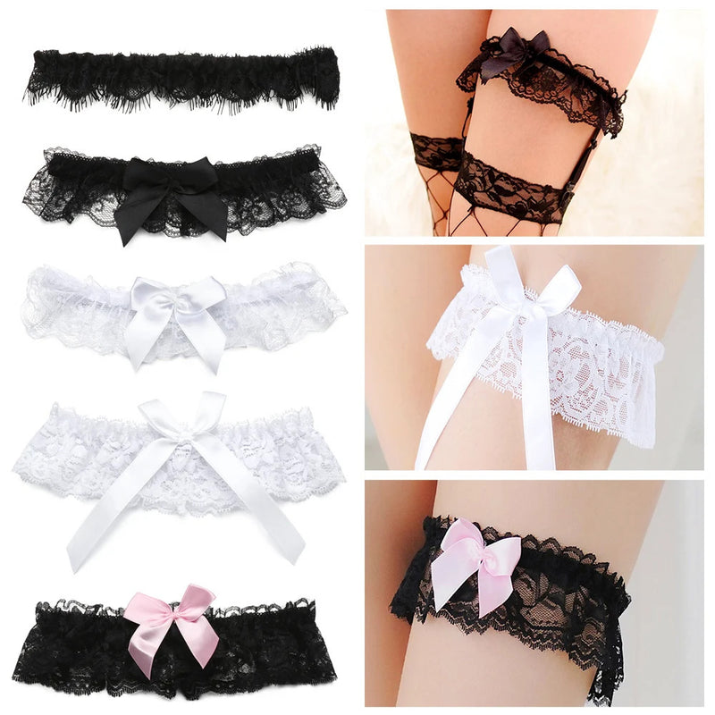 Heart/Wings/Bowknot Fashion Garter Belt Women PU Leather Lace Elastic Leg Ring Leg Garter Straps Thigh Harness Gothic Accessory