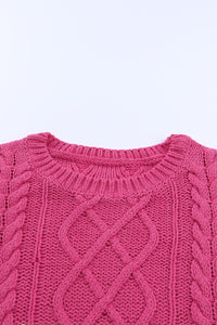 Rose Striped Color Block Textured Knit Pullover Sweater