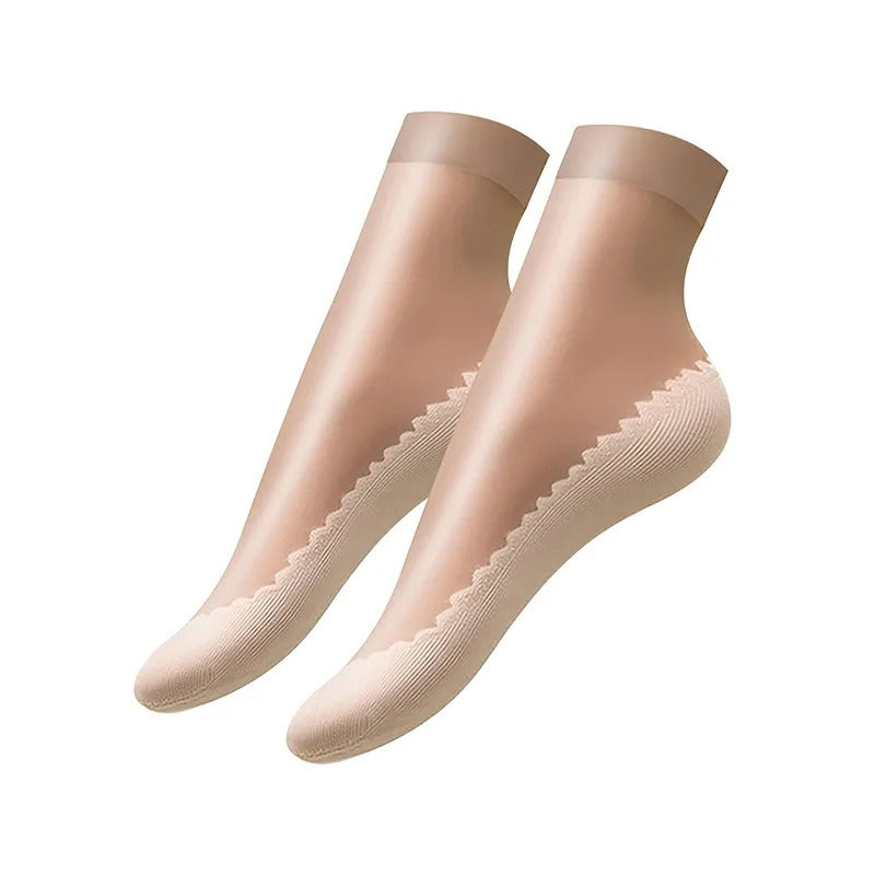 1/5/10pairs Womens Anti-Slip Socks ,Sweat Absorbing Cotton Bottom Velvet Socks, Ultrathin Breathable Summer Autumn Casual Sock