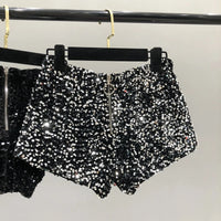 Whole Body The New 2023 Sparkling Sequins Shorts Women Short Zipper Nightclub Woman Slim Fit for Silver and Black   Sexy Shorts