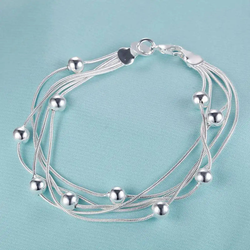 925 Sterling Silver Rose Flowe Bracelet Nice Snake Chain High Quality For Women Men Fashion Jewelry Wedding Engagement Party