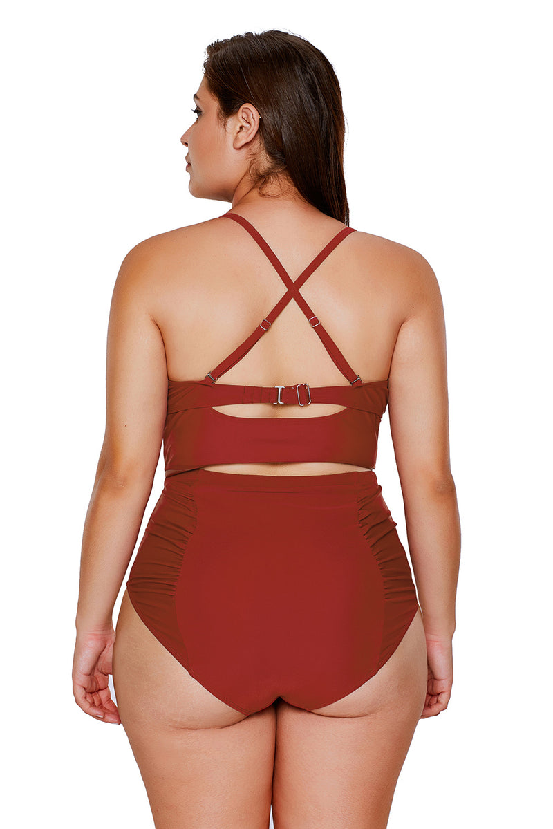 American Flag Strappy Neck Detail High Waist Swimsuit