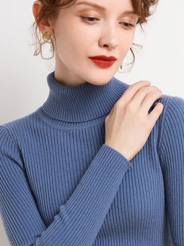 Women Fall Turtleneck Sweater Knitted Soft Pullovers Cashmere Jumpers Basic Soft Sweaters For Women 2024 Autumn Winter