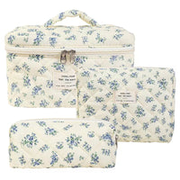 Women's Spring elegant flower pattern makeup bags, 2 pcs/set portable large capacity cosmetic storage bags, zipper makeup organizer for travel use