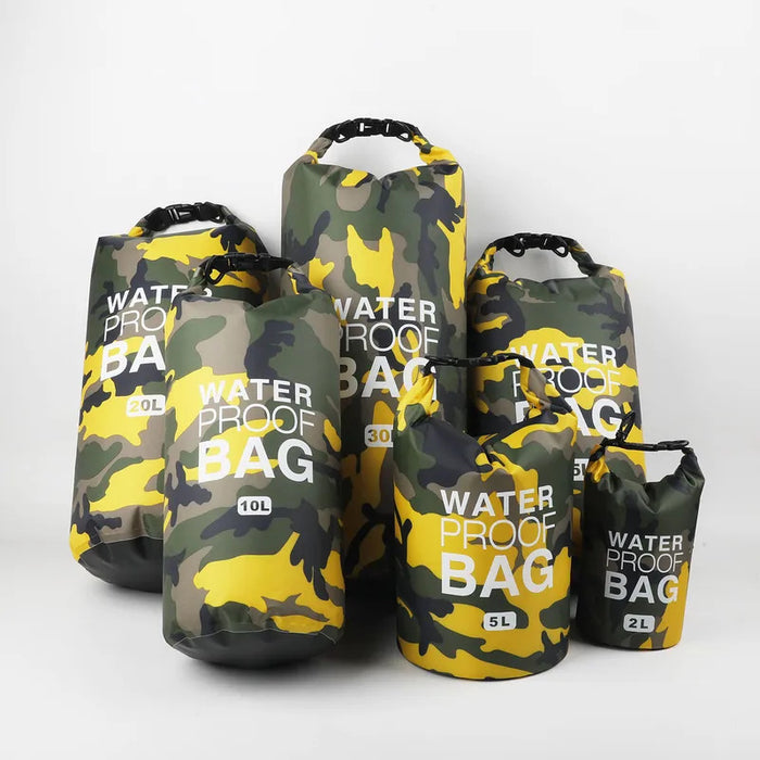 2/5/10/15/30L Outdoor Camouflage Waterproof Dry Bags Portable Rafting Diving Dry Bag Sack PVC Swimming Bags for River Trekking