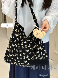 Floral Casual Canvas Bag Large Capaci Bag Women Japan fashion Ins Sle Lightweight Messenger Bag Student Commuter Shoulder...