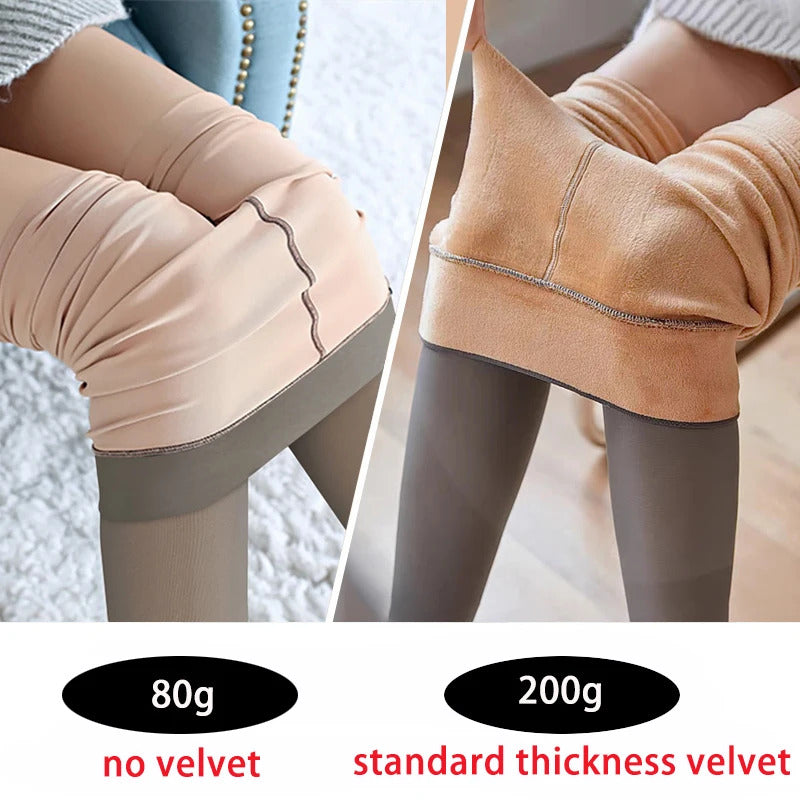 Pantyhose Women Winter Translucent Fleece Warm Leggings Push Up Elasticity Thermal Stockings Woman Velvet Slim Thicken Tights