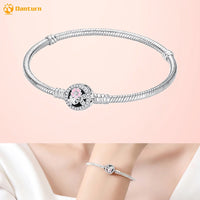 Danturn 925 Sterling Silver Bracelets Gold Heart, Butterfly Crown Women Bangles Luxury Jewelry Anniversary GIft DIY Fashions