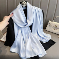 Foulard Silk Scarf Shawls Lady Bufanda Elegant Solid Scarves Women Sping Pashmina Hijab Wraps Female Beach Stoles 2024 Luxury