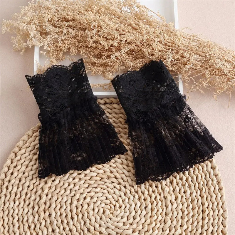 Fashion Detachable Fake Sleeves Spring Autumn Wild Sweater Decorative Sleeves Lace Ruffles Elbow Sleeve Cuff Universal Fake Cuff