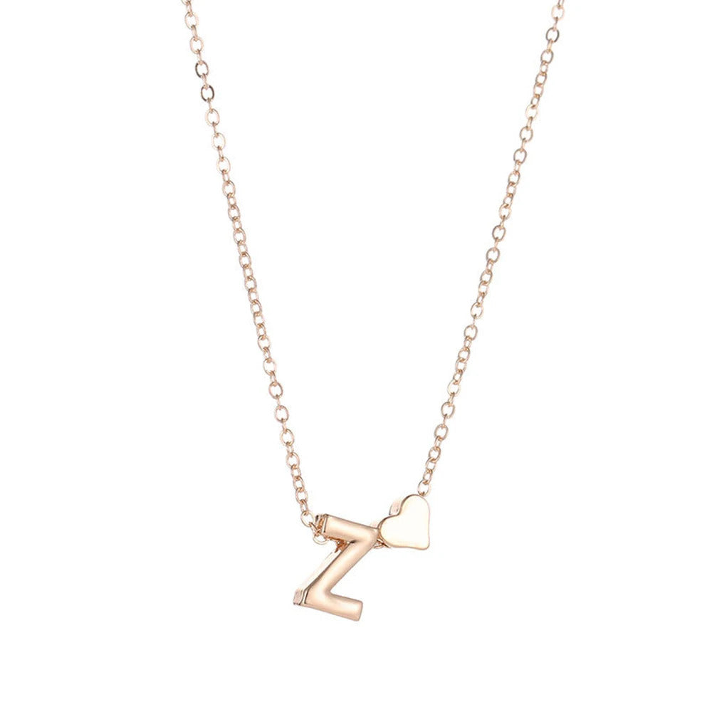 SUMENG Fashion Tiny Heart Dainty Initial Necklace Gold Silver Color Letter Name Choker  For Women Pendant Jewelry Gift