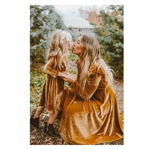 autumn mother daughter dress full sleeve mommy and me dresses clothes family matching outfits look mom mum and baby girl dress