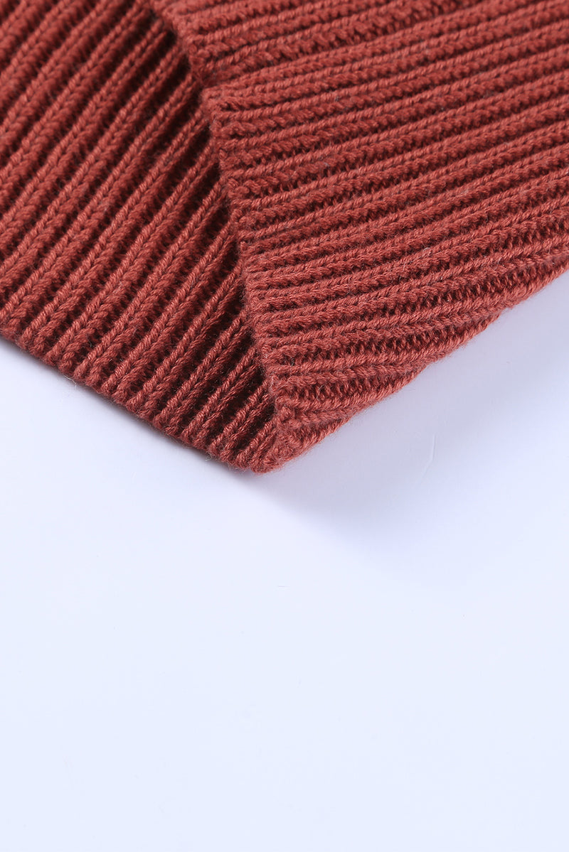 Chestnut Color Block Knitted O-neck Pullover Sweater