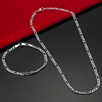 Noble new arrive 925 sterling silver 4MM chain for men Women Bracelet Necklace jewelry set lady Christma gifts charms wedding