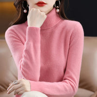 100% Merino Wool Cashmere Sweater Women Knitted Sweater Turtleneck Long Sleeve Pullovers Autumn Winter Clothing Warm Jumper Tops