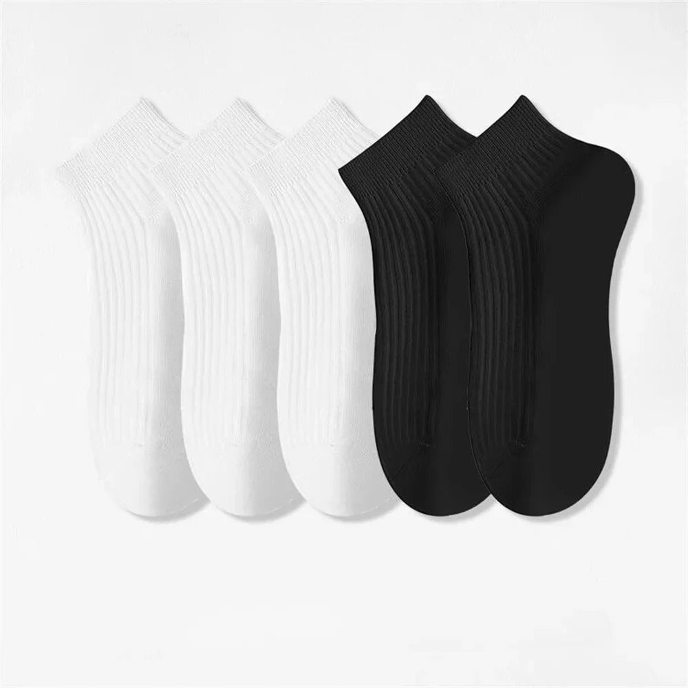 5 Pairs/Pack Ankle Socks Women 100% Cotton Invisible Sweat-absorbing Girls Low Tube Boat Socks EU 36-42