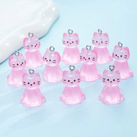 10pcs Cute Cat Face Resin Charms 3D Luminous Animal Pendants for DIY Jewelry Making Accessories Handmade Earring Necklace