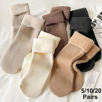 5/10/20 Pairs Women Winter Thicken Warm Short Socks Thermal Cashmere Wool Socks Nylon Snow Velvet Boots Home Floor