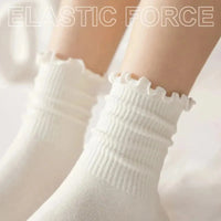 5 /10 Pairs Lot Socks for Women Ruffle Middle Tube Ankle Short Breathable Black White Set Spring Autumn