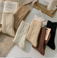 3 Pairs/Lot New Cashmere Wool Socks Women's Winter Thicken Warm Black White Pack Set Thermal Japanese Fashion Solid Color