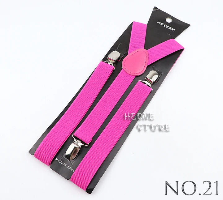 New Candy Color Adjustable Suspenders Elastic Leather Y-Back Braces Straps For Men Women Kids Pants Shirt Girl Skirt Accessories