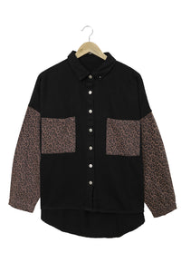 Blank Apparel - Black Contrast Leopard Denim Jacket