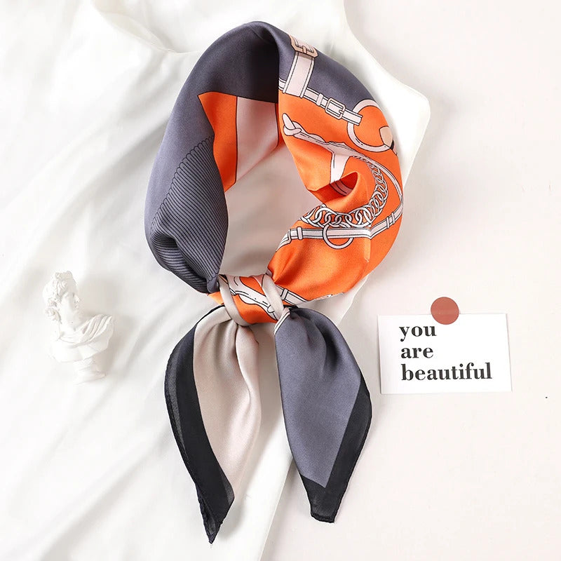 2024 Luxury Brand Silk Scarf Square Women Shawls And Wraps Office Small Hair Neck Hijabs Kerchief Foulard Ladies Scarves 70*70cm