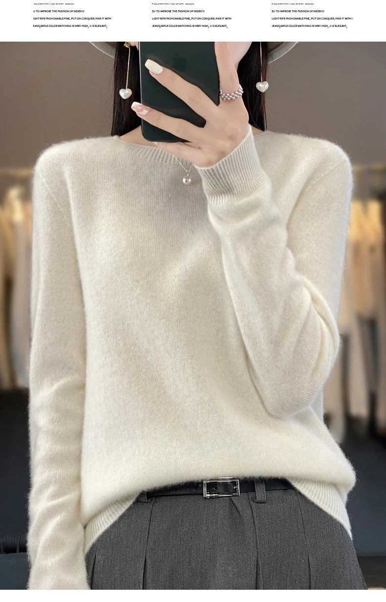 New cashmere sweater women's sweater in autumn and winter 100% merino wool fashion O-neck autumn warm pullover top