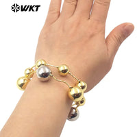 WT-JF350  WKT 2024 Luxury Yellow Brass Chain Pretty Bracelet Round Bead Women Gift Jewelry New Accessory Wedding