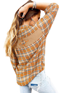 Plaid Embroidery Patch Button-Down Shacket