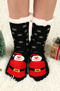 Fiery Red Christmas Cartoon Pattern Woolen Knit Socks