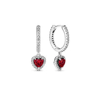 2024 Valentine's Day 925 Silver Plated Red Sapphire Earrings Pink Round Sparkling Earrings Pandor Exquisite Jewelry Ladies