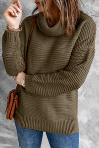 Sage Green Cozy Long Sleeves Turtleneck Sweater