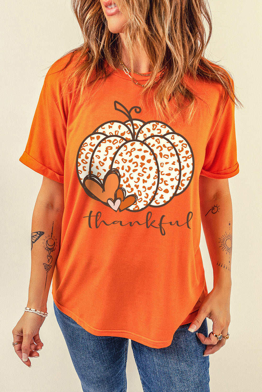 Orange Leopard Pumpkin Graphic Tee