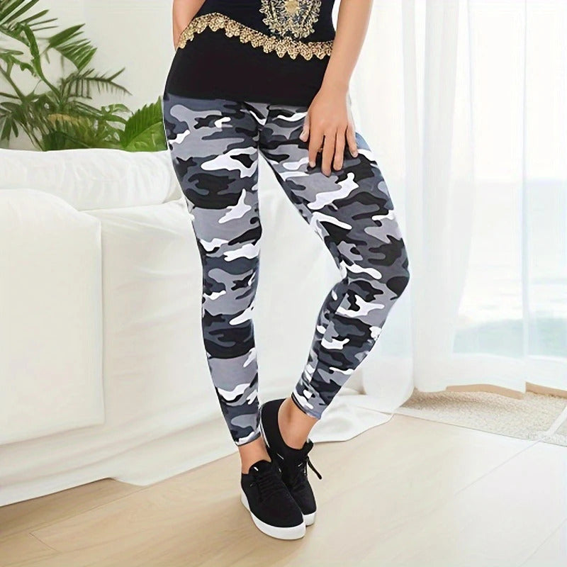 Camouflage Printed White Gray Sexy Women's Leggings Sports Jacket Tight Pants High Elasticity Slim Fit Tight Pants