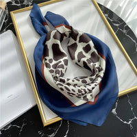 Fashionable 70*70cm Leopard Print Scarf For Women Spring/summer Soft Satin Borders Square Bandana Sun Protection Shawls