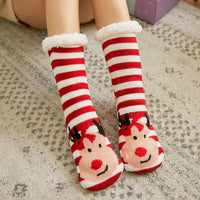 Winter Warm Socks Women penguin Plush Soft Female Non Grip Floor Slippers Short Sock Fuzzy Fluffy Deer Elk Bear Christmas Gift