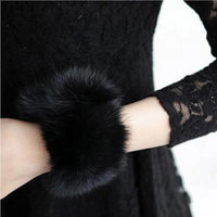 1 pair Women Fashion Winter Warm Faux Fur Elastic Wrist Slap On Cuffs Ladies Solid Color Arm Warmer Plush Wrist Protector