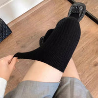 Wool Socks Woman Autumn/Winter Solid Color Thigh High Medias Lolita Thick Warm Stockings Black White Long Leg Socks for Female