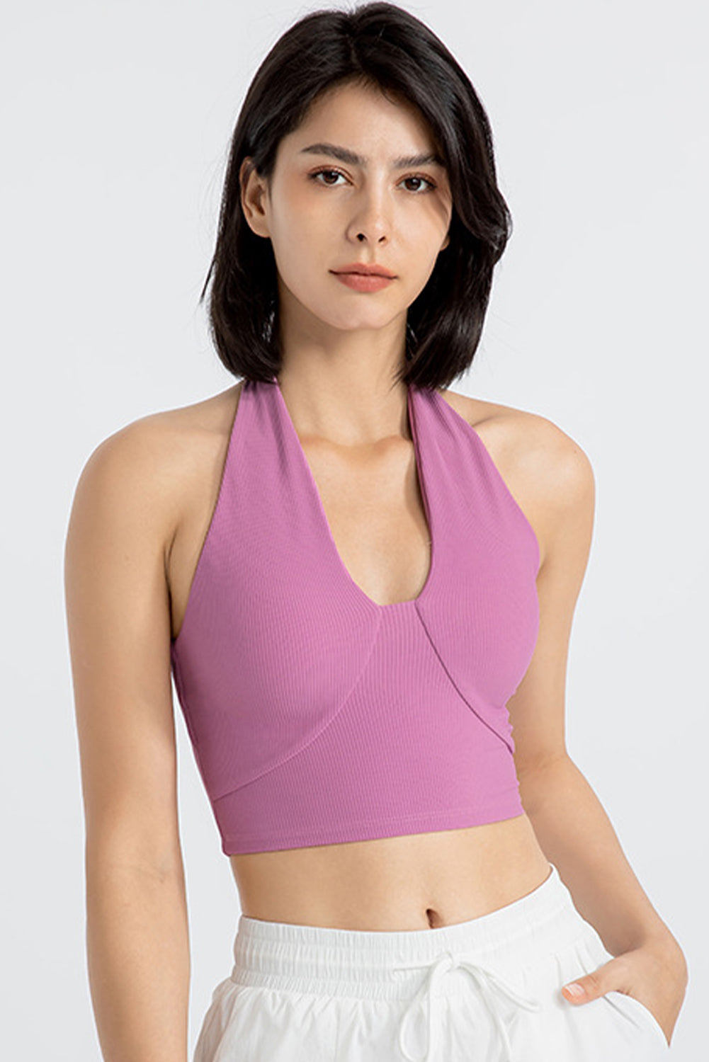 Phalaenopsis Sleeveless Halter Neck Active Sports Bra