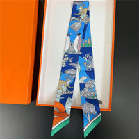 The Newest Chain Brand Design Twill Silk Scarf Luxury Scarf Women Foulard Skinny Bag Scarves Fashion Neckerchief Headband