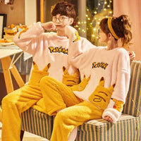 New 2022 Couple Pajamas Set Women's Thickened Fleece-lined Coral Velvet Couple Sleepwear For Spring Autumn Winter Homewear