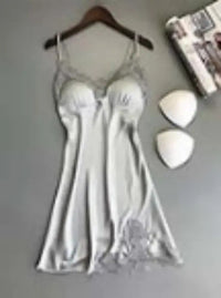 Lace Ice Silk Sleeping Dress Medium Length Sleeveless Tank Top Sexy Sleeping Dress Can Be Worn Externally Home Wear