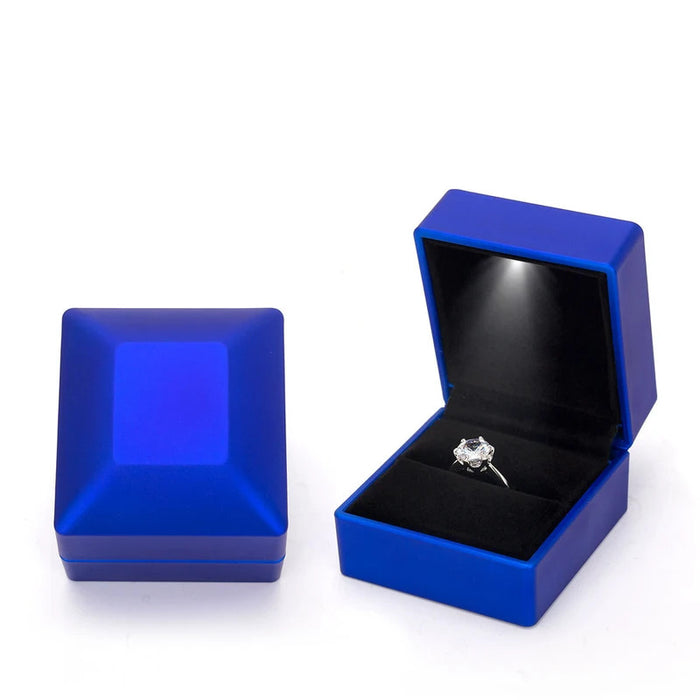 Ring Box Led Light Proposal Engagement Ring Boxes Jewelry Gift Box Red Wine Ring Case For Wedding Valentine'S Day Anniversary