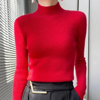 MEXZT Solid Sweater Women Half Turtleneck Knitted Pullovers Harajuku Korean Thick Knitwear Autumn Winter Fashion Slim Jumpers