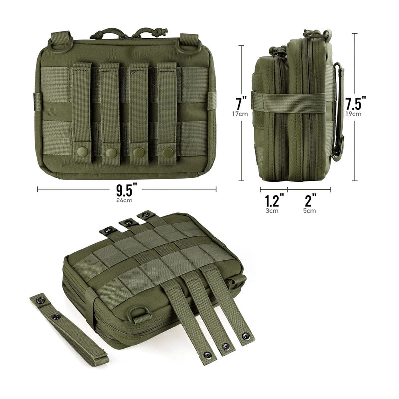 Tactical Admin Pouch of Double Layer Design, Molle EDC EMT Utility Pouches ,Sleeve Modular Tool Pouch Large Capacity