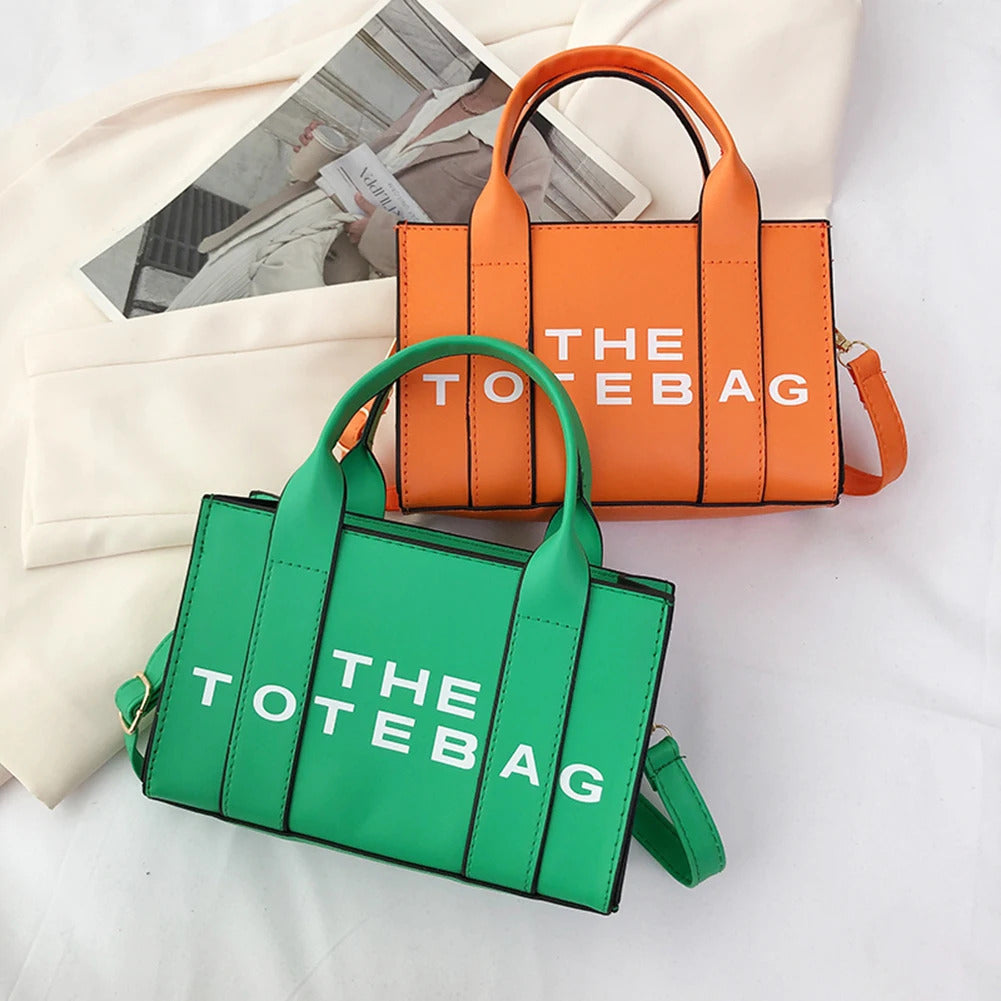 Women Tote Bag Contrast Letters Fashion Ladies Commute Bag PU Leather Portable Casual Simple Adjustable Straps Female Satchel